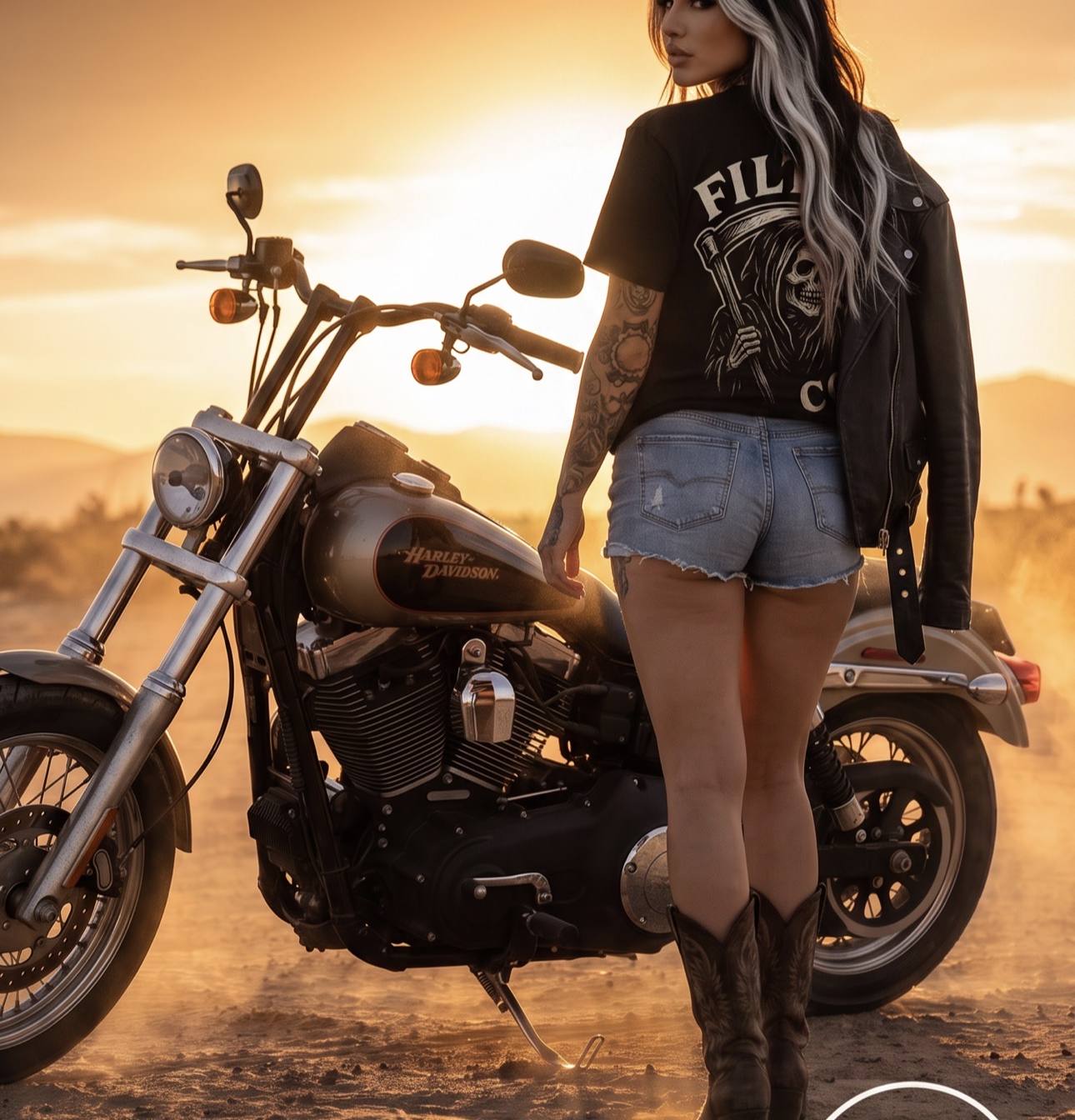 Reaper Tee — full-size back print, desert at sunset