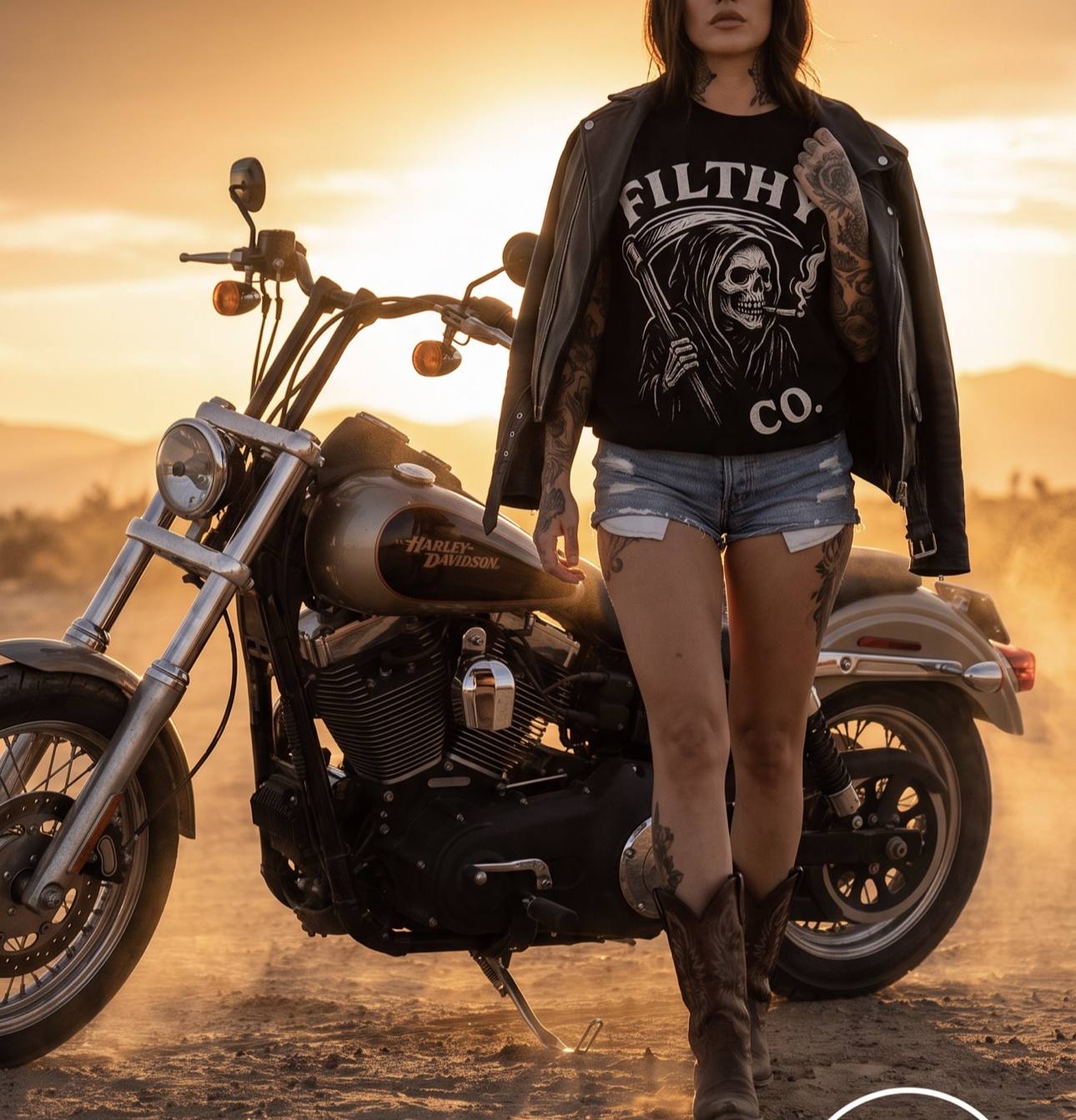Reaper Tee in black — desert campaign, front